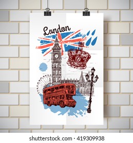 Beautiful hand drawn vector sketch illustration London. Sketch style. London sketch. 