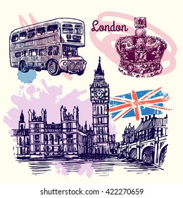 Beautiful hand drawn vector sketch illustration London. Sketch style.