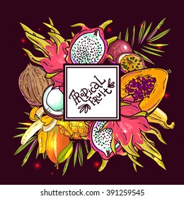 Beautiful hand drawn vector tropical fruits for your design