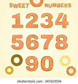 Beautiful hand drawn vector typeface in a shape of freshly baked cakes with pink cream. Sweet font useful for creating cute postcards, food placards and posters, cute invitations and romantic designs.