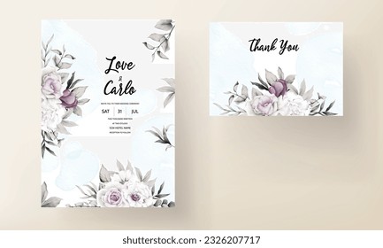 beautiful hand drawn watercolor floral invitation card
