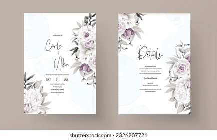 beautiful hand drawn watercolor floral invitation card