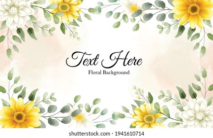 Beautiful hand drawn watercolor flowers background