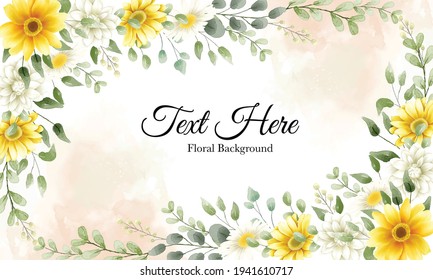 Beautiful hand drawn watercolor flowers background