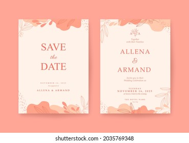 Beautiful hand drawn wedding card template