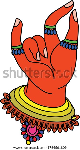 Beautiful Hand Gesture Mudras Inindian Classic Stock Vector (Royalty ...