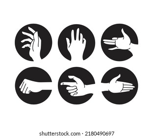 beautiful hand gestures in circle set line illustration