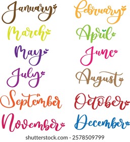 Beautiful Hand Lettered Months with Vibrant Styles