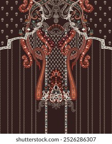 A beautiful hand made front shirt, textile element with beautiful detail.