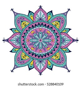 Beautiful hand painted colorful mandala