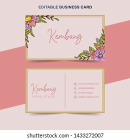 Beautiful Handdraw Flower Floral Business Card
