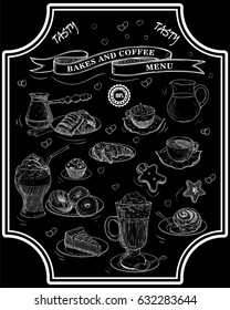 beautiful hand-draw illustration baking on the chalkboard