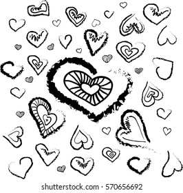 beautiful hand-drawn background graphics black hearts