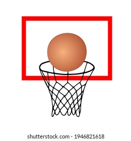 A Beautiful hand-drawn black vector illustration of basketball game with an orange ball isolated on a white background
