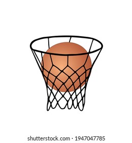 A Beautiful hand-drawn black vector illustration of basketball game with an orange ball isolated on a white background