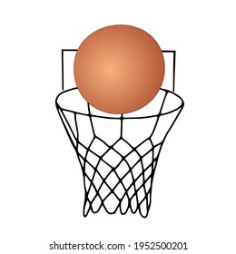 A Beautiful hand-drawn black vector illustration of basketball game with a orange ball isolated on a white background