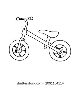 Beautiful hand-drawn black vector illustration of a children cycle isolated on a white background