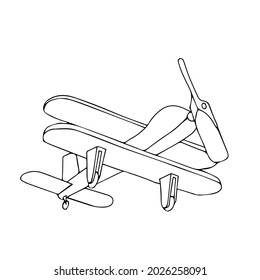 Eine schöne, handgezeichnete schwarze Vektorgrafik von Spielzeug-hölzern einzeln auf weißem Hintergrund für das Farbbuch für Kinder