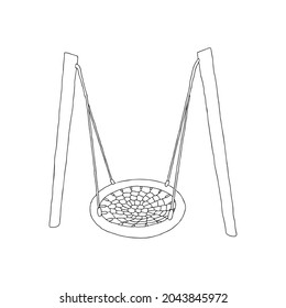 Hermosa ilustración de vector negro dibujado a mano de un oscilación aislado en un fondo blanco