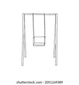 Beautiful hand-drawn black vector illustration of a swing isolated on a white background