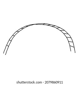 A Beautiful hand-drawn black vector illustration of a bridge metal swedish wall for children isolated on a white background