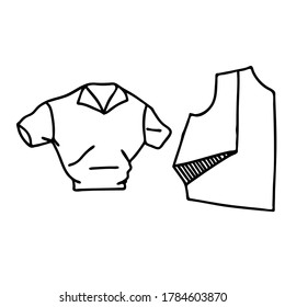 Beautiful hand-drawn fashion vector illustration of a lady's shirt for girls and women and a blouse pattern isolated on a white background for sewing and needlework