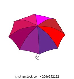 Beautiful hand-drawn fashion vector illustration of colored umbrella isolated on a white background