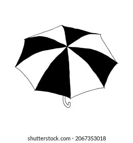 A Beautiful hand-drawn fashion vector illustration of an black and white umbrella isolated on a white background for coloring book