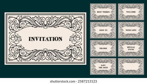 Beautiful hand-drawn floral border design, with space in the center for any text, such as invitations, gratitude, blessings, and more. It is also perfect for printing as a card.