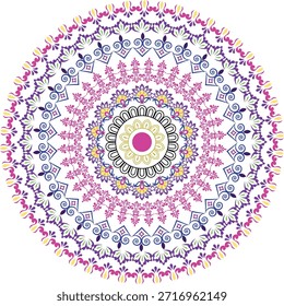 Hermosa ilustración de mandala dibujada a mano con intrincados patrones florales y detalles simétricos. Perfecto para el arte de la pared, meditación, diseños de yoga, impresiones, textiles y proyectos creativos.