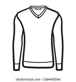 Beautiful hand-drawn outlined icon of a mens sweater in white background