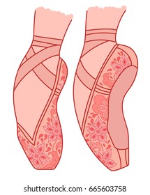 beautiful hand-drawn pink pointed shoes
