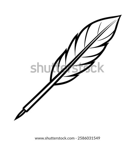 Beautiful hand-drawn quill pen illustration, perfect for vintage writing themes, calligraphy, and historical designs. Ideal for designers, artists, and creatives looking for classic writing tools 