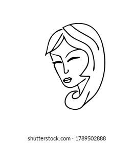 Beautiful hand-drawn vector illustration of heads of a young sad woman isolated on a white background