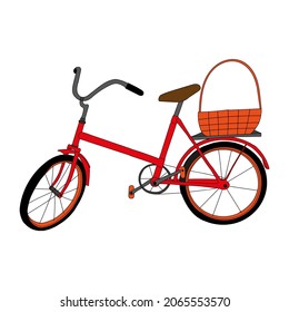 A Beautiful hand-drawn vector illustration of an old red adult cycle isolated on a white background