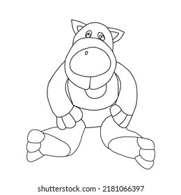 Hermosa ilustración vectorial hecha a mano de un lobo de juguete suave aislado en un fondo blanco para libro de colorear para niños