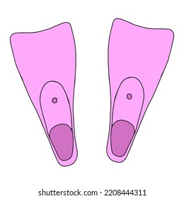 A Beautiful hand-drawn vector illustration of a pair of pink flippers isolated on a white background