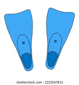 Hermosa ilustración vectorial hecha a mano de un par de aletas azules aisladas en un fondo blanco
