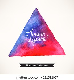 beautiful hand-drawn watercolor blue and pink triangle background