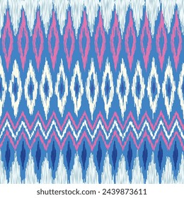 Beautiful handmade ikat tribal patterns, ikat art. Ethnic Abstract Blue Background Art Folk embroidery, Peruvian, Indian, Asian, Moroccan, Turkish and Uzbek, Aztec geometric art prints.