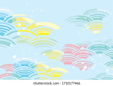 Beautiful hand-painted Japanese pattern in gentle colors