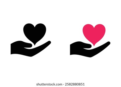Beautiful Hands Holding Heart Icon for Love and Care, love and care icon, donation symbol, healthcare icon, mental health awareness