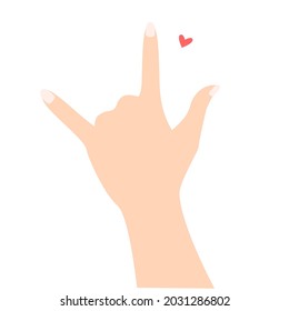Beautiful hands making a heart shape to express feeling of love cartoon flat vector illustration isolated on white background. Sending romantic feeling with mini heart. Happy Valentine's Day.