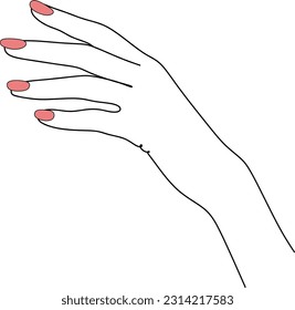 Beautiful hands of young woman, continuous line drawing, body care, manicure. Single line on a white background, isolated vector illustration. Tattoo, print and logo design.