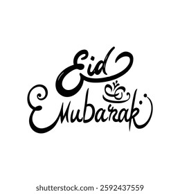 Beautiful handwritten Eid Mubarak calligraphy in vector format. Perfect for T-shirt designs, greeting cards, and digital art. High-quality, elegant, and ready for print or web use.