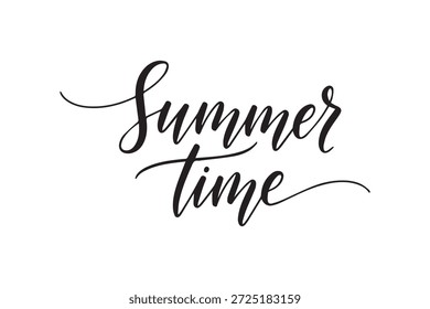 Beautiful handwritten summer time text in a flowing script style with decorative flourishes