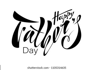 Beautiful handwritten text Happy Father's Day for greeting card, congratulations, gift wrapping, sticker. Vector illustration with objects book, pencil, hat, mustache