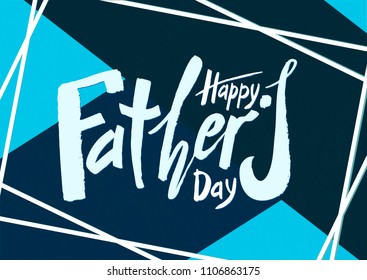 Beautiful handwritten text Happy Father's Day on a textured background for greeting card, congratulations, gift wrapping, sticker. Vector illustration