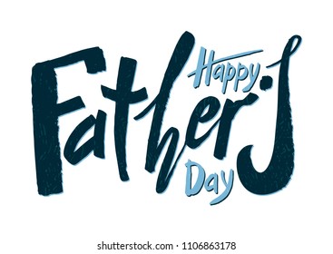 Beautiful handwritten text Happy Father's Day on a textured background for greeting card, congratulations, gift wrapping, sticker. Vector illustration