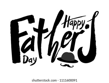 Beautiful handwritten text Happy Father's Day on a textured background for greeting card, congratulations, gift wrapping, sticker. Vector illustration